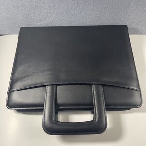 VTG Black Leather Zippered Entrepreneur Edition Day Runner with Handles 1988